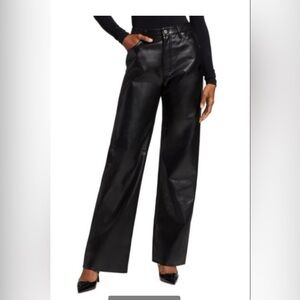 NWT Citizens Of Humanity Womens Black Annina Wide Leg Leather Pants Size 31